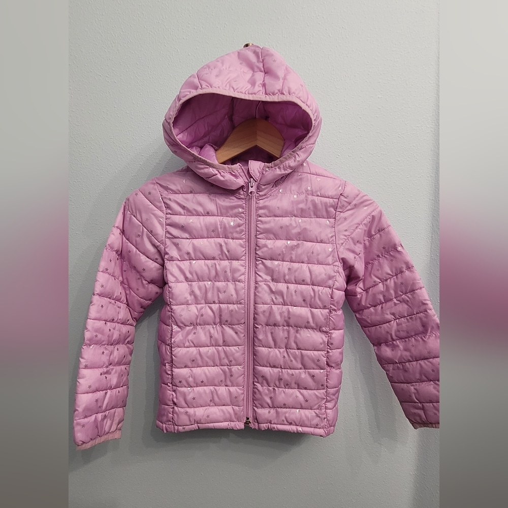Gap Kids Recycled Lightweight Puffer  Jacket Lilac Stars Size Small